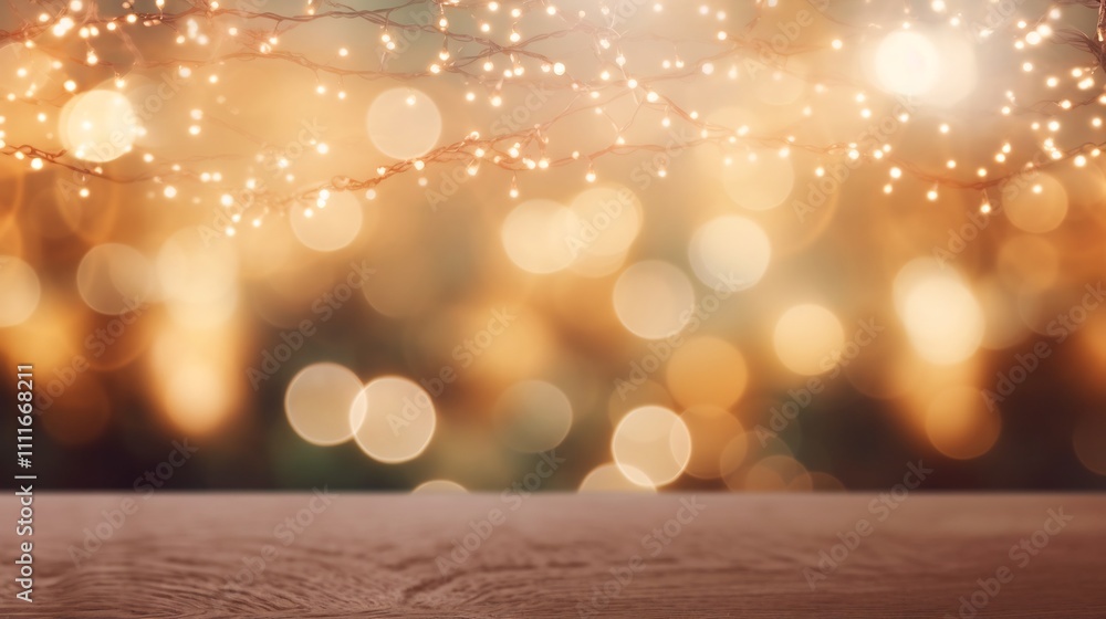 Poster merry christmas written in sparkling lights with a blurred bokeh effect in the background creating a