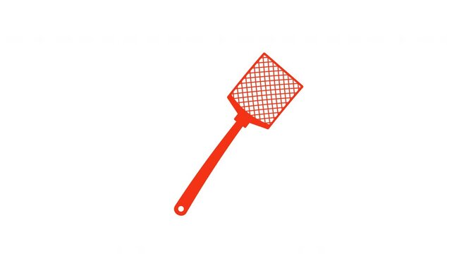 A Detailed Animation of a Red Plastic Fly Swatter, Ideal for Pest Control in Homes and Outdoors