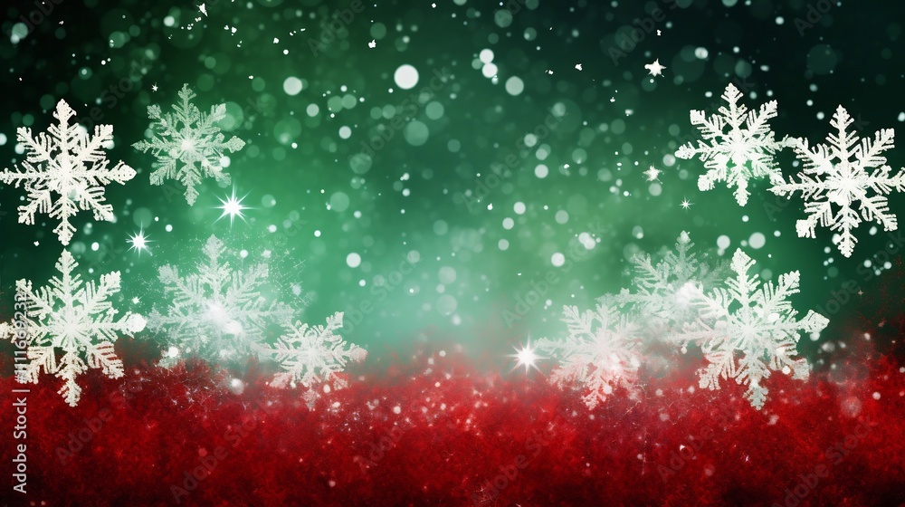 Poster beautifully designed merry christmas greeting with delicate snowflake pattern and a striking red and