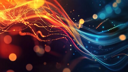 Obraz premium Abstract Digital Art with Wavy Lines and Bokeh