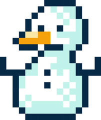 8 bit retro style decorated snowman festive pixel icon perfect for your Christmas themed projects. Holiday designs, greeting cards, or digital illustrations that evoke the joy and magic of Christmas.