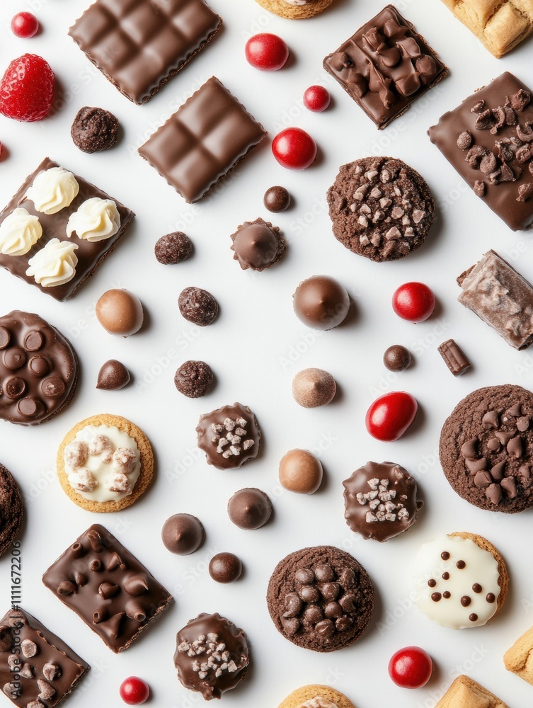 Poster an enticing spread of various cookies and chocolates creates a colorful and sweet display perfect fo