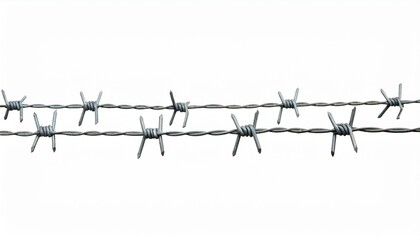Fence wire line on isolated white background.