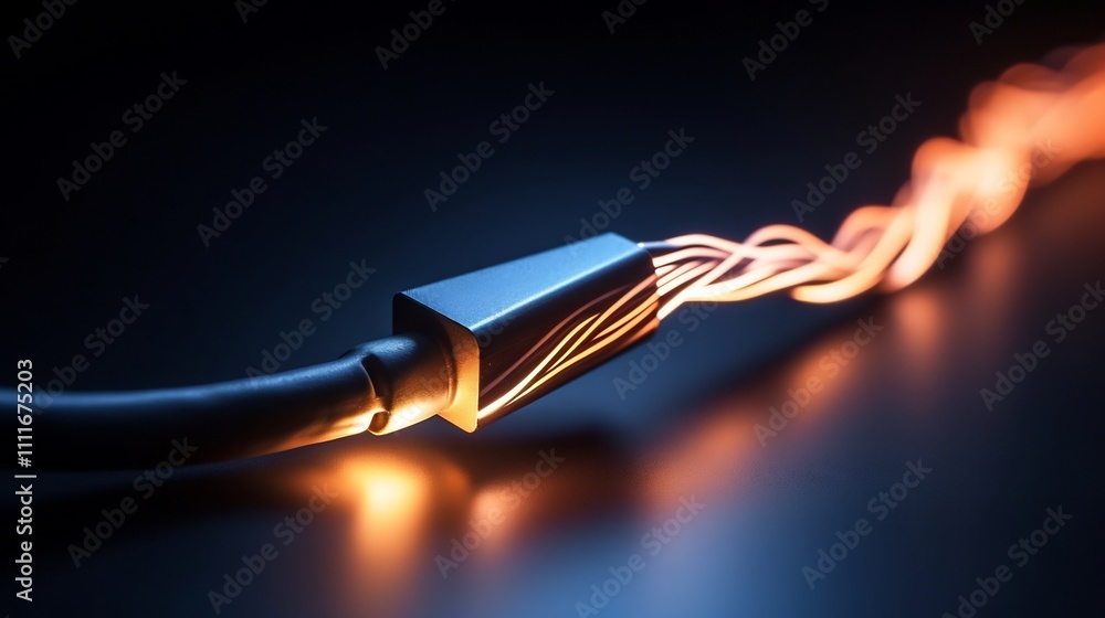 Poster macro closeup shot of the tip of a lightning cable connector showcasing the intricate details sharp 