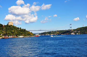 Fatih Sultan Mehmet Bosphorus Bridge in Istanbul, Turkey.