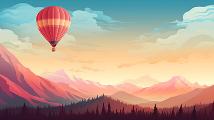 Fototapeta premium a colorful air balloon is over a desert, generative ai