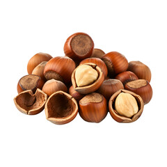 Obraz premium Half hazelnuts in peelings. png isolated background. transparent background.