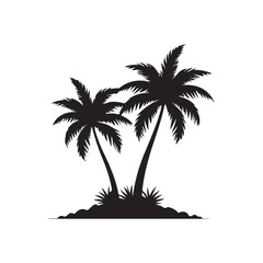 Obraz premium Coconut tree silhouette vector icon design whit a white background.