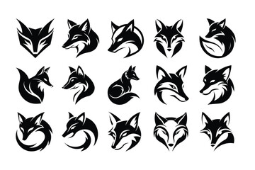 Obraz premium Set of Fox Logo Design Illustrations – Creative and Modern Logos