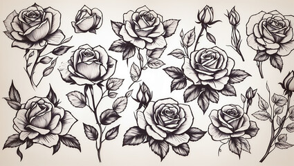 Many roses of various colors