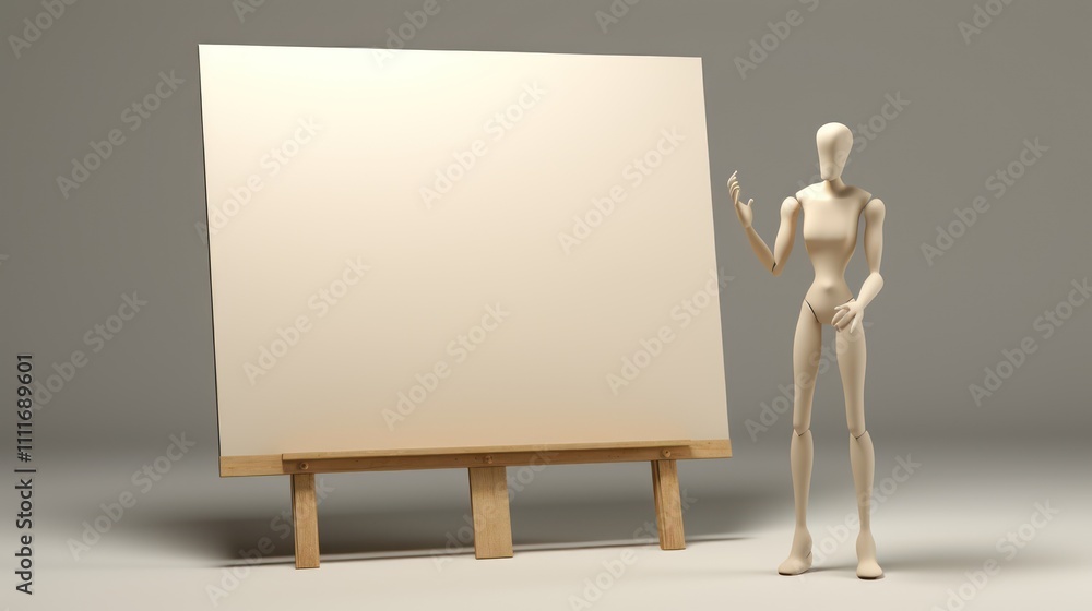 Poster a wooden easel with a blank mockup template with clean space for customizable designs or branding pr