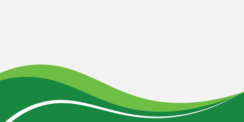 Abstract White and Green wave wide background banner