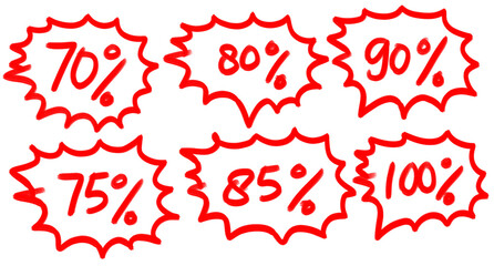 Doodle sketch style with collection of discount amounts