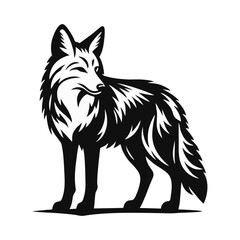Obraz premium Coyote logo icon black white design