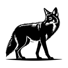 Obraz premium Coyote logo icon black white design