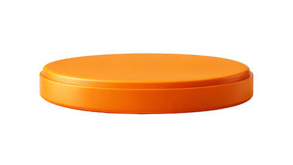 empty round orange podium pedestal stand  isolated for product advertisement on transparent background