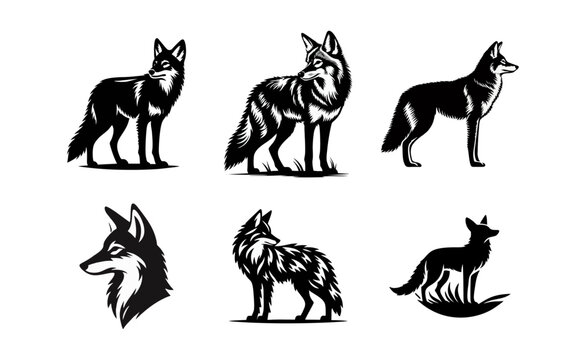 Coyote logo icon black white design
