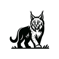 lynx silhouette logo icon black white design