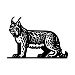 lynx silhouette logo icon black white design