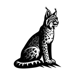 lynx silhouette logo icon black white design