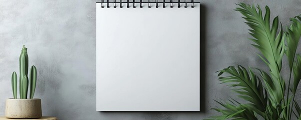 Wall calendar mockup with blank pages, ready for custom photos, minimalist layout