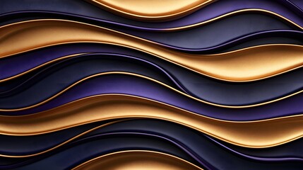 Luxurious wavy background, golden and purple metallic hues, glossy finish