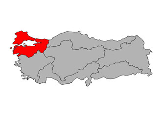 Fototapeta premium Marmara Region of Turkey map symbol shape, travel web concept icon vector illustration .