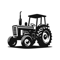 Obraz premium Tractor silhouette logo icon black white design