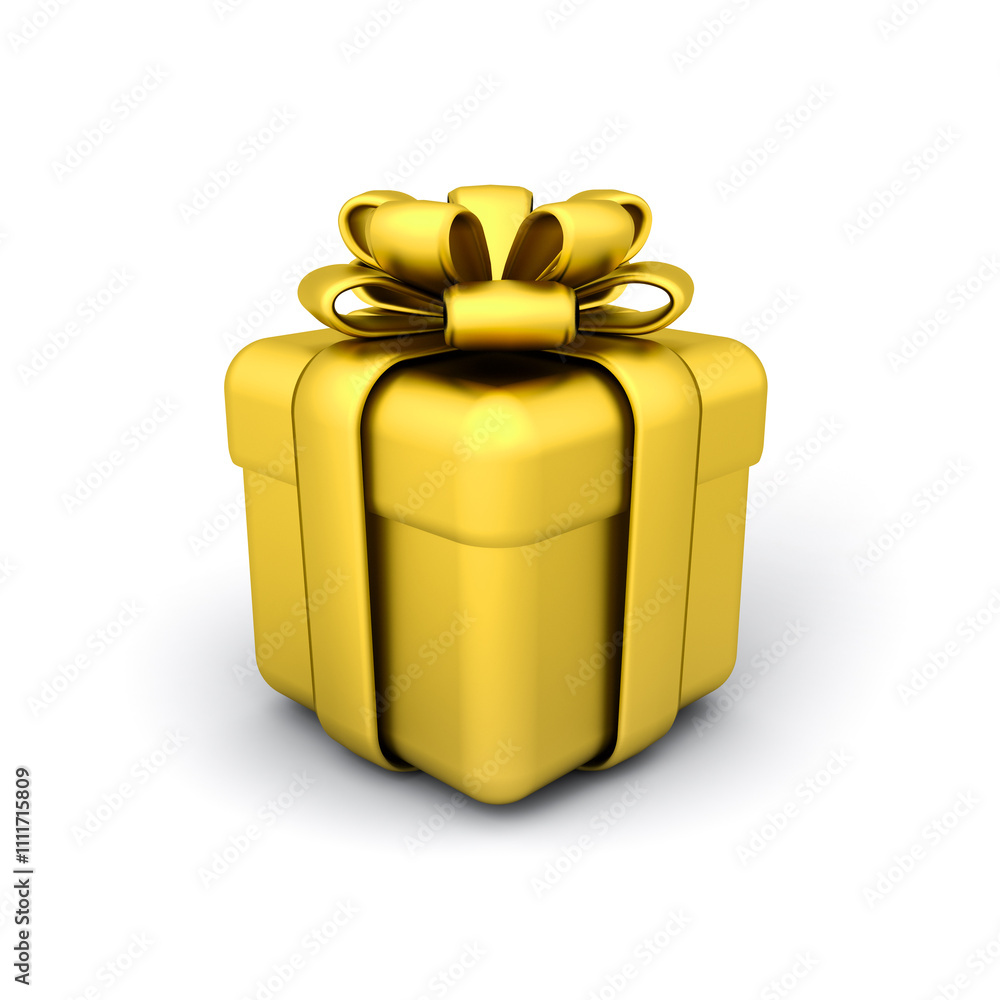 Poster minimal whole gold present box or premium and luxury cute gold gift box isolated on white background