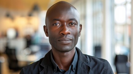portrait of an african businessman standing in office. 