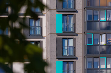 Fototapeta premium Cityscape on a summer day, modern buildings and houses 