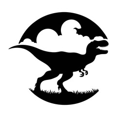 Fototapeta premium T-Rex (Tyrannosaurus Rex) silhouette logo icon black white design
