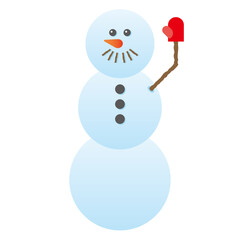手を振る洋風3段雪だるまのイラスト