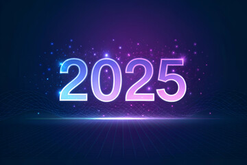 A vibrant illustration featuring the year "2025" with glowing effects and a starry background, symbolizing a bright future.
