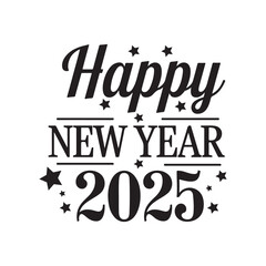 happy new year typography silhouette Vector arts 