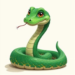 Fototapeta premium green snake on a light background