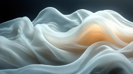 Obraz premium Ethereal waves of translucent fabric with warm light accents.
