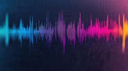 Vibrant sound wave graphic with colorful peaks on a dark background.