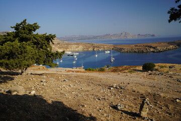  cliffs of Lindos , panoramic view  around the Acropolis