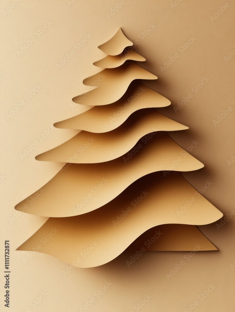 Poster This layered 3D paper Christmas tree features a beautiful design with ample blank space for adding personalized messages or decorations. Generative AI