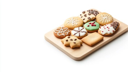 A plate of assorted cookies with a white background