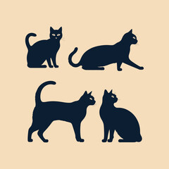 Hand drawn animals silhouette set