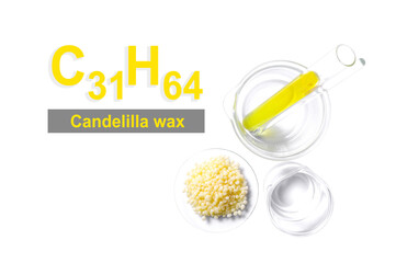 Candelilla wax with molecular  formula C31H64. Chemical ingredient for Cosmetics and  Toiletries product.
