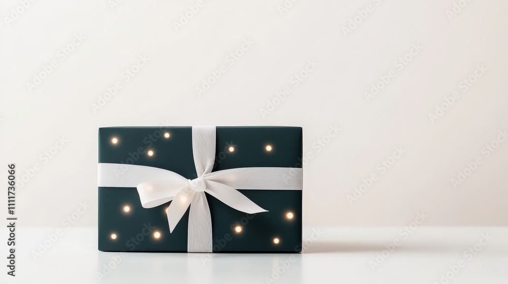 Poster a white box with a bow on top of it
