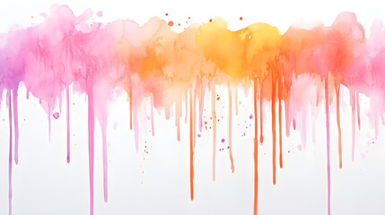 Fototapeta premium Soft pinks, oranges, and purples dripping delicately, representing a watercolor sunset