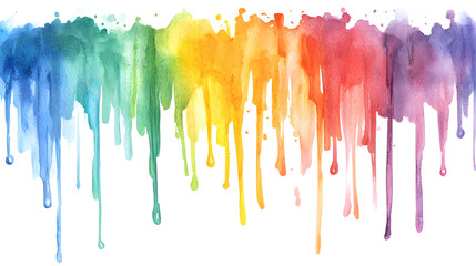 Fototapeta premium Vertical watercolor drips in rainbow colors blending into each other