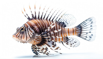  Lionfish fish isolated on sandy ocean seabed region