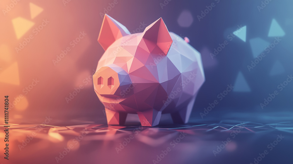 Aufkleber abstract piggy bank polygonal, geometry triangle. light connection structure. low poly vector backgr