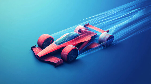 Abstract digital Rally sport car in motion. High speed concept. Auto sport vector illustration. Polygonal technology vector illustration on dark blue background. Auto rally poster - Powered by Adobe
