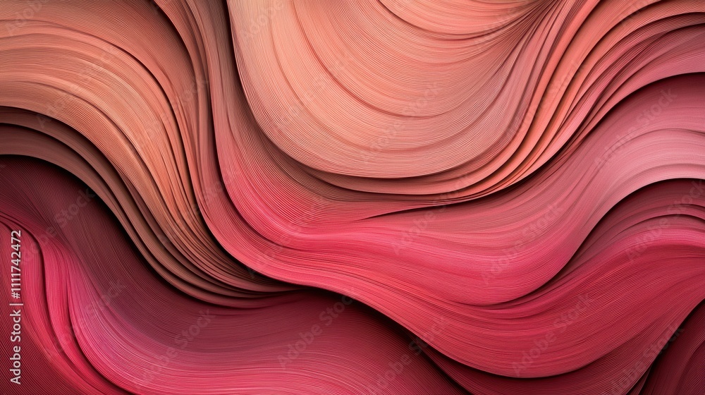 Poster abstract waves of pink and red create a mesmerizing flow of color and texture, ai